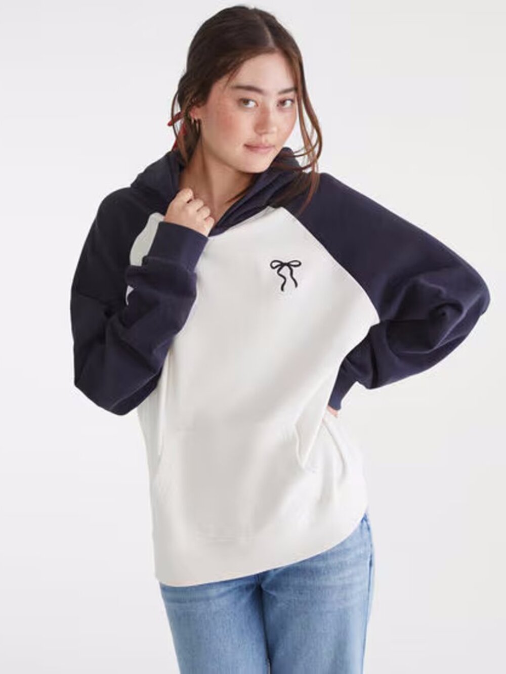 NWT New Aeropostale Cloud Soft Bow Oversized Raglan Pullover Hoodie Size XL